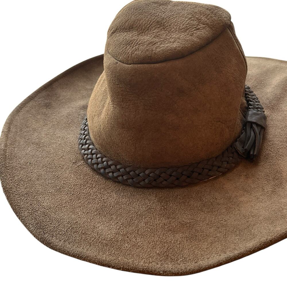 Suede Shearling Rancher Cowboy Hat Men Size 7 1/8 Made in USA Vintage Western